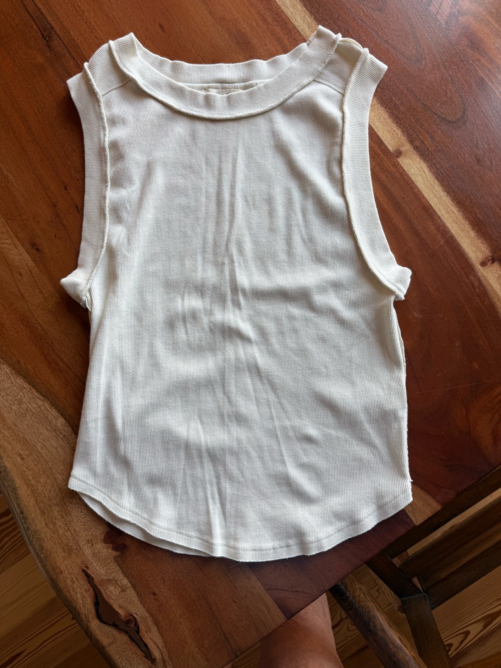 Free People Cream Ribbed Tank